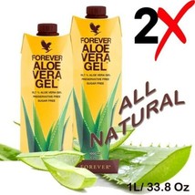 Forever Aloe Vera Gel Pack All Natural Halal Kosher Vegan 33.8FL.OZ 1 Liter X 2 - £31.51 GBP