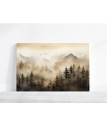 Mountains and Trees Nature Watercolor Painting, Foggy Misty Mountain Ran... - £19.55 GBP+