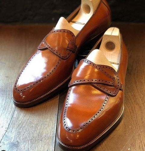 New Handmade New Tan Color Loafer Leather Shoe, Men's Wedding Fashion Slipper S