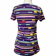 LuLaRoe Women Shirt Size XS Purple Stretch Preppy Short Sleeve Funky Scoop Neck  - £9.88 GBP