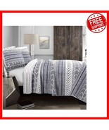 Lush Decor Hygge Geo 3-Piece Quilt Set, Full/Queen Navy &amp; White Reversible - $101.96