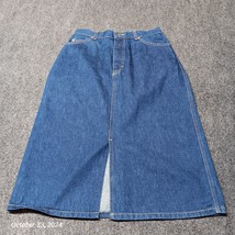 Vintage Lee Denim Skirt Women 11 Blue Maxi Slit Front With Pockets - $27.67