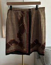 Talbots Vintage Wrap Silk Brown Ecuestrian Mini Skirt Size 14 - $28.55