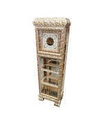 Ivory Gold-Toned Grandfather Clock Cabinet with Mirrored Shelves - $2,920.05 CAD