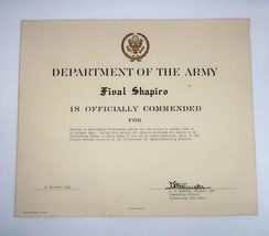 Vtg Dept Army Ephemera Schenectady Depot 1963 Award Shapiro Guard Supervisor - £14.95 GBP