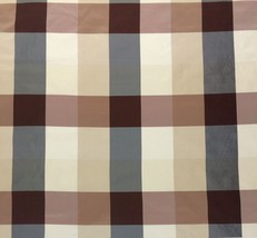 DUPIONI SILK BOMBAY CHECK STRIPE CHOCOLATE ICE BROWN S3027 FABRIC BY YAR... - $10.99