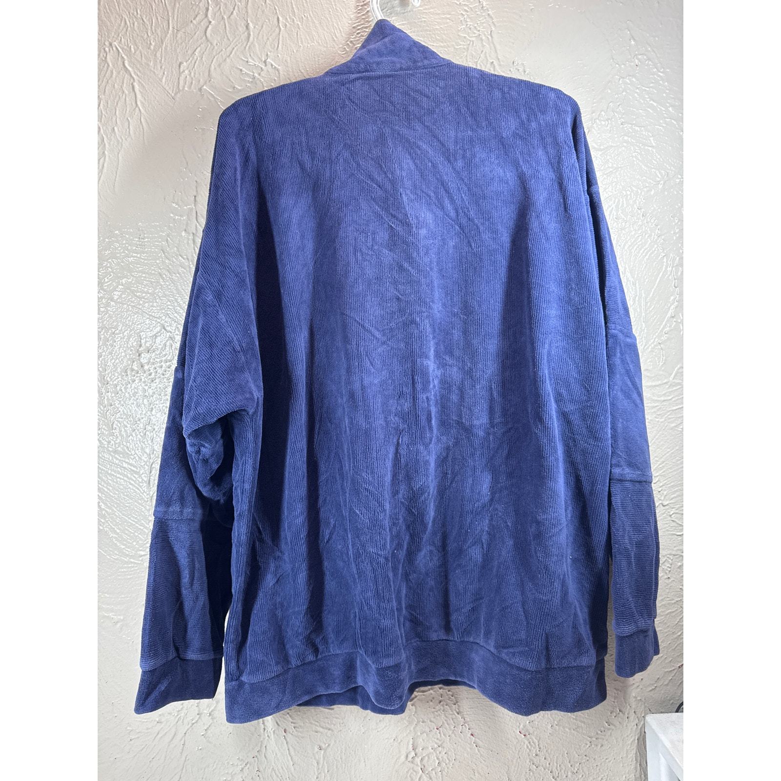 Knightsbridge Blue Velour Mens Shirt Polo Disco Retro Vintage 70 80 USA Made 1X Item image 2