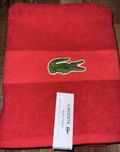 Lacoste ~ Red Bath Towel 100% Cotton 30&quot; x 52&quot; Big Crocodile Logo (A) - $32.66