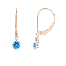 ANGARA 0.64 Ct AAA-Grade Solitaire Swiss Blue Topaz Dangle Earrings in 14K Gold - £284.36 GBP