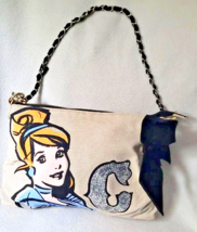 Disney Parks Cinderella Purse Chain Strap Black Velvet Bow Canvas Glitte... - $17.45