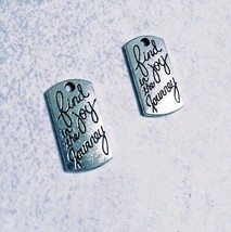4 Word Charms Quote Charms Find Joy in The Journey Antique Silver Tone Inspire - £3.89 GBP