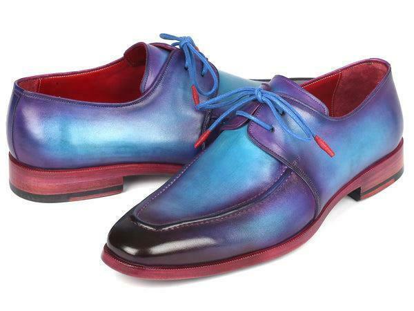 Paul Parkman Mens Shoes Derby Turquoise Purple Leather Apron Handmade 23SX84 Item image 2