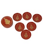Red Lacquerware Holiday Christmas Tree Coaster Set Vintage Otagiri - $369.07 MXN