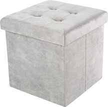 Gray Velvet Tufted Storage Ottoman, Lavish Home. - £30.24 GBP