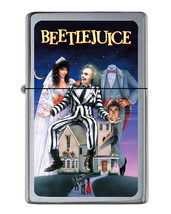 Beetlejuice Flip Top Lighter Brushed Chrome with Vinyl Image. - £22.63 GBP