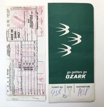 Vintage Ozark Airlines Boarding Pass and Folder Sleeve 1968 - £18.08 GBP