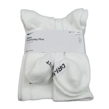 Nike Everyday Plus Cushion Crew Socks White 6 Pack Men&#39;s Sz 8-12 NEW SX6... - £21.93 GBP