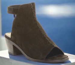 $245 NIB Eileen Fisher Pagoda Booties 8 Sandal Suede Open Toe Whipstitched - £140.17 GBP