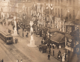 1907 Buffalo New York Automobile Trolley Stores Street View Postcard RPPC - £45.30 GBP