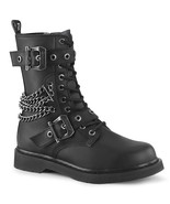 DEMONIA Men&#39;s Unisex Goth Punk Lace Up Ankle High Boots w/ Buckles &amp; Chains - $2,241.85 MXN