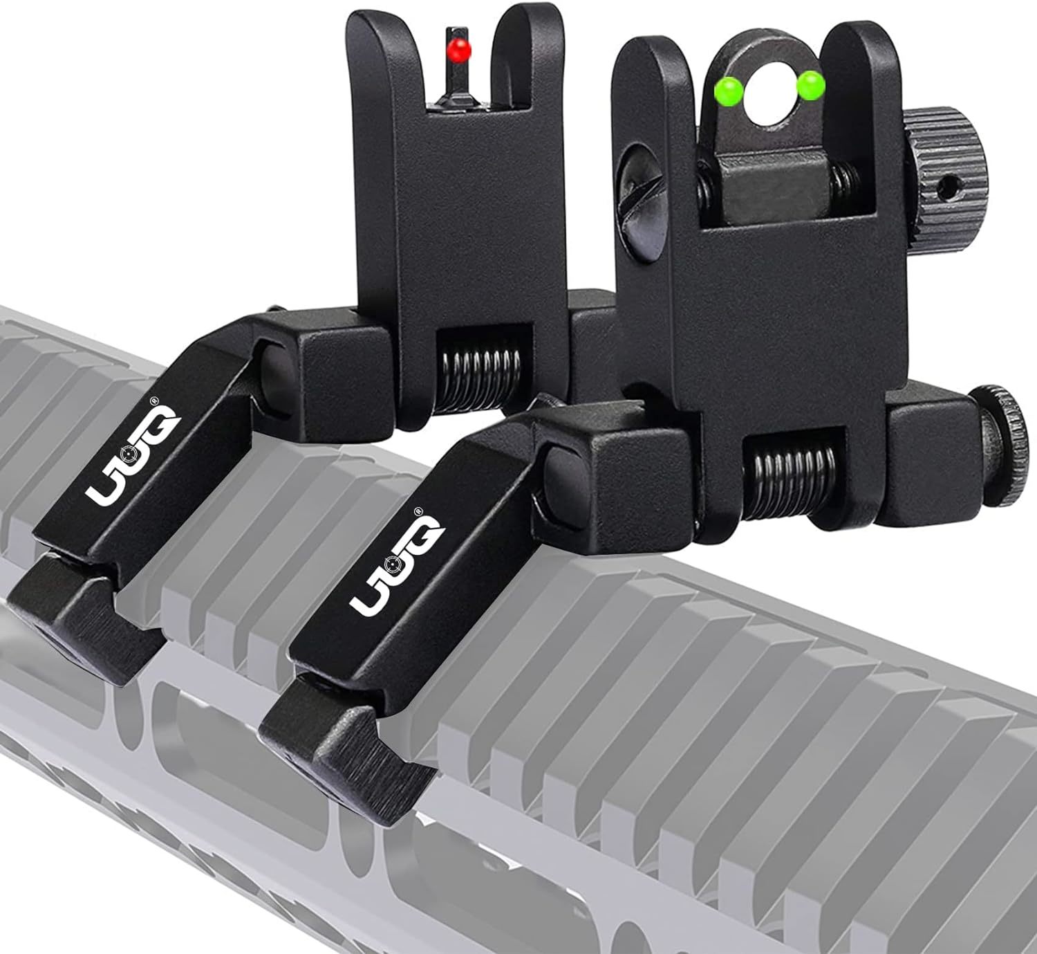 Uuq 45 Degree Offset Fiber Optic Iron Sights,Flip Up Front Rear Sites With - $38.99