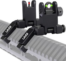 Uuq 45 Degree Offset Fiber Optic Iron Sights,Flip Up Front Rear Sites With - $38.99