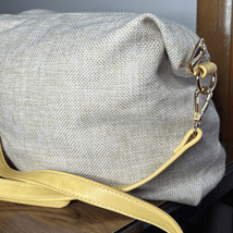 Womens Canvas/ Yellow Leather Tote Crossbody Hand bag - £10.20 GBP