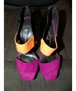 Jessica Simpson Multi-Color High Heel Platform Zipper Back Shoes Size 7.5 B - €38,21 EUR