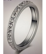 Eternity Stainless Steel Ring Silver Color Single Row small CZ Women&#39;s S... - $9.49