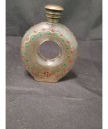 Vintage Glass Bottle Decanter w/ Hole In Center Red Gold, &amp; Green Rare Find - £25.15 GBP