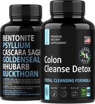 Colon Cleanse - Detox, Digestive Health, Psyllium Husk Fiber Supplement Laxative - £14.97 GBP
