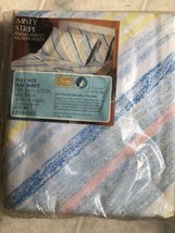 Vintage Sears Misty Stripe Full Flat Sheet New In Package Perm Press Muslin 70s - £22.51 GBP
