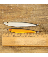 Vintage Set of Luhr-Jensen 25G 16G Minnow Metal Silver Orange Fishing Lures - £7.73 GBP
