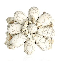 Boho Chic Handmade White Turquoise Flower w/ Jingle Bell Toggle Bracelet - £12.85 GBP