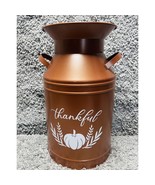 Fall Decor Milkcan Vase Kitchen Utensil Holder &quot;Thankful&quot; Copper Color P... - $19.87