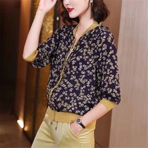 2022 Fashion Korean Summer Chiffon Print Jacket Women Long Sleeve Female Bomber  - £167.28 GBP