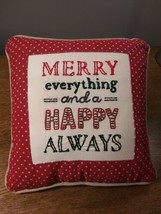 Primitives by Kathy 11&quot; Square Christmas Pillow &quot;Merry Everything  Happy... - £10.26 GBP