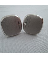 Cuff Links Silver Metal Square Star men&#39;s dress clothes Vintage 1 Pair - $19.80