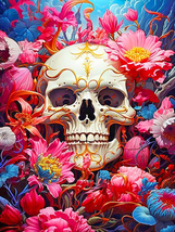 Skull Flower Diamond Painting Kits for Adults, DIY Full round Drill 5D F... - $14.41