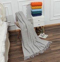 Soft Sofa Slip Cover Decorative Knitted Blanket, Cozy Fringed Knitted Blanket(50 - £12.81 GBP