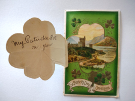 St. Patricks Day Postcard Foldout John Winsch Back Glenveagh Castle Donegal - £96.43 GBP