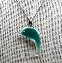 Murano Glass, Handcrafted Lovely Dolphin Pendant Necklace & 925 Sterling Silver - $27.96