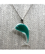 Murano Glass, Handcrafted Lovely Dolphin Pendant Necklace &amp; 925 Sterling... - £21.98 GBP