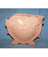 Vintage Unmarked Pink Embossed McCoy Rose-Decorated Heart Vase-5 1/2 Inches - $101.84 CAD