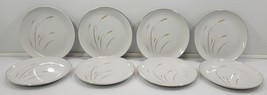 *N) Set of 8 Vintage Fine China of Japan Golden Wheat Dinner Plates Whit... - $24.74