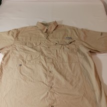Columbia FM7130 Men's PFG Bonehead Short Sleeve Shirt Tan Fishing Measured Sz L image 9