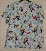 Excellent Womens Penguins Bearing Gifts Novelty Print Scrubs Top Size L - $23.33