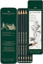 5 Piece Quality Water-Soluble Graphite Aquarelle Pencils in a Tin, Inclu... - $17.50