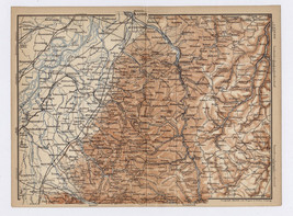 1896 Antique Map Of Vicinity Of BADEN-BADEN / BADEN-WÜRTTEMBERG / Germany - £16.90 GBP