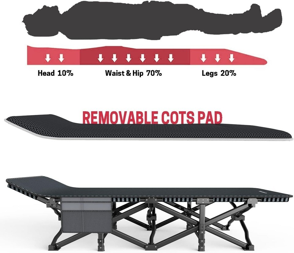 Folding Camping Cot with Removable Cushion & 3-in-1 Pocket for Outdoor Comfort Item image 6